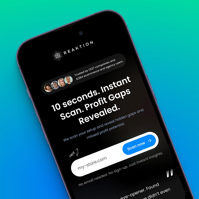 Reaktion free instant-scan landing page on mobile