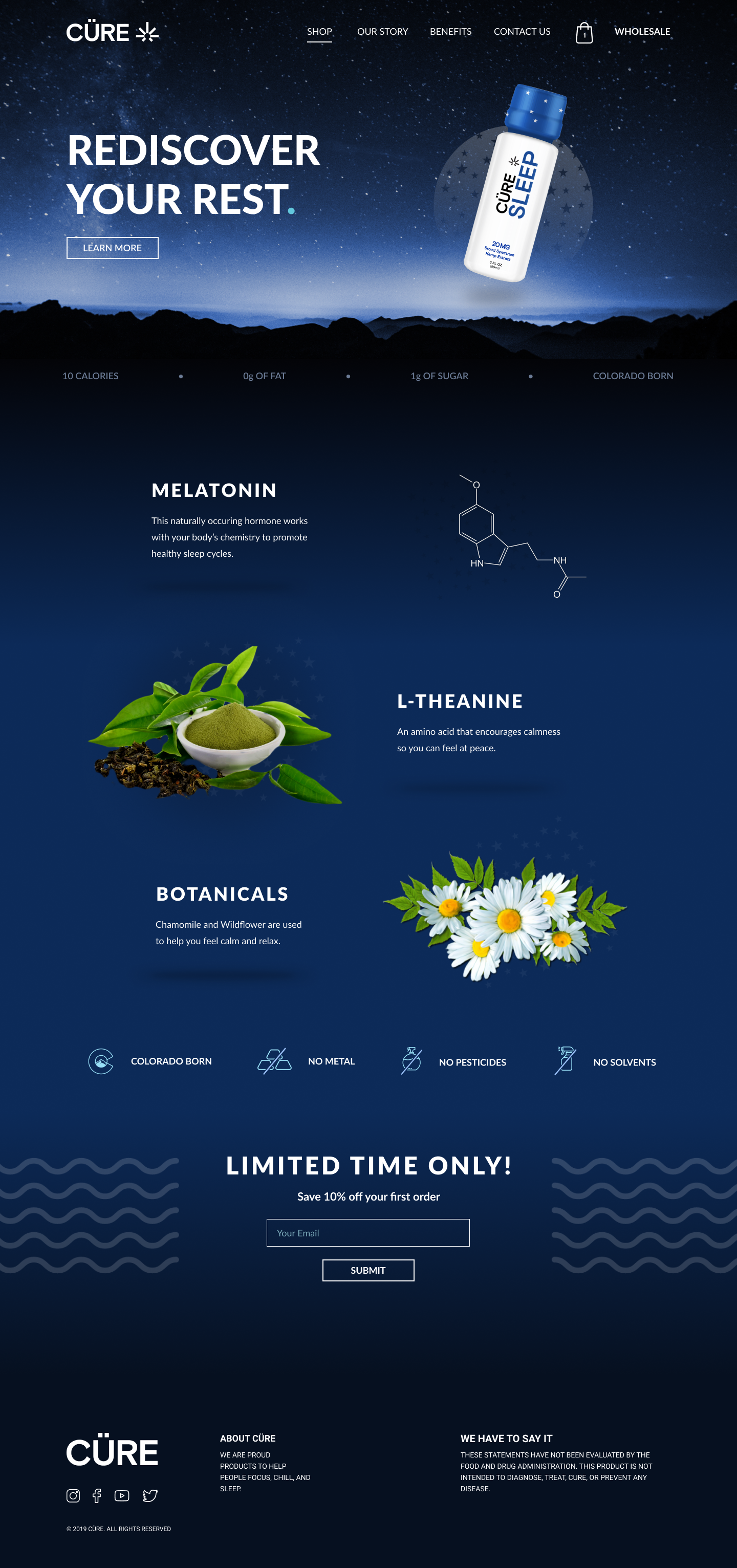 CÜRE landing page designed by Squarenook
